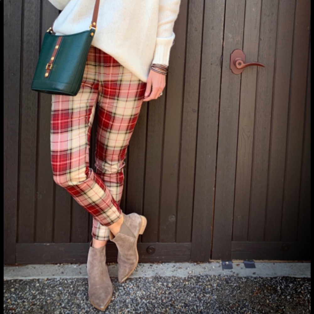 H&M high rise plaid skinnys